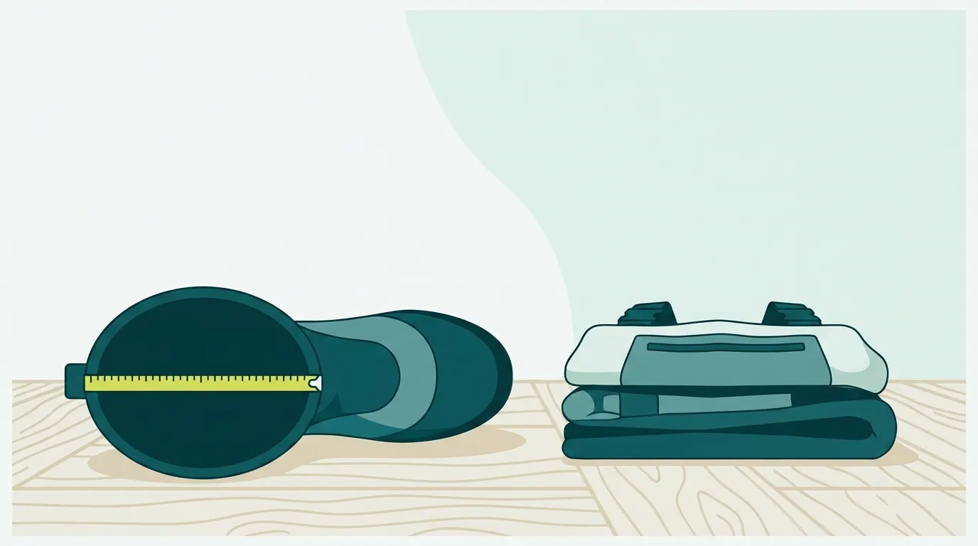 Tape measure across a wading boot beside folded waders