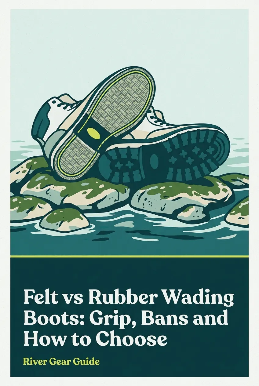 Pinterest pin: felt versus rubber wading boot soles