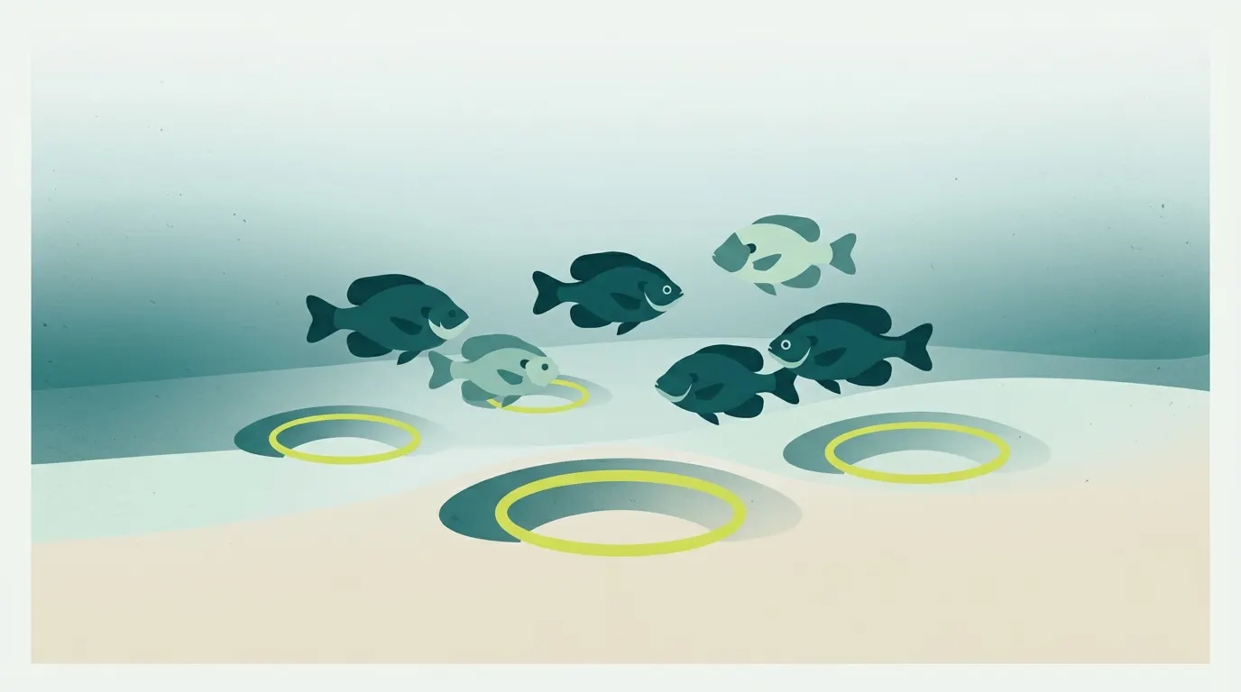 Bluegill nests in clear shallow water