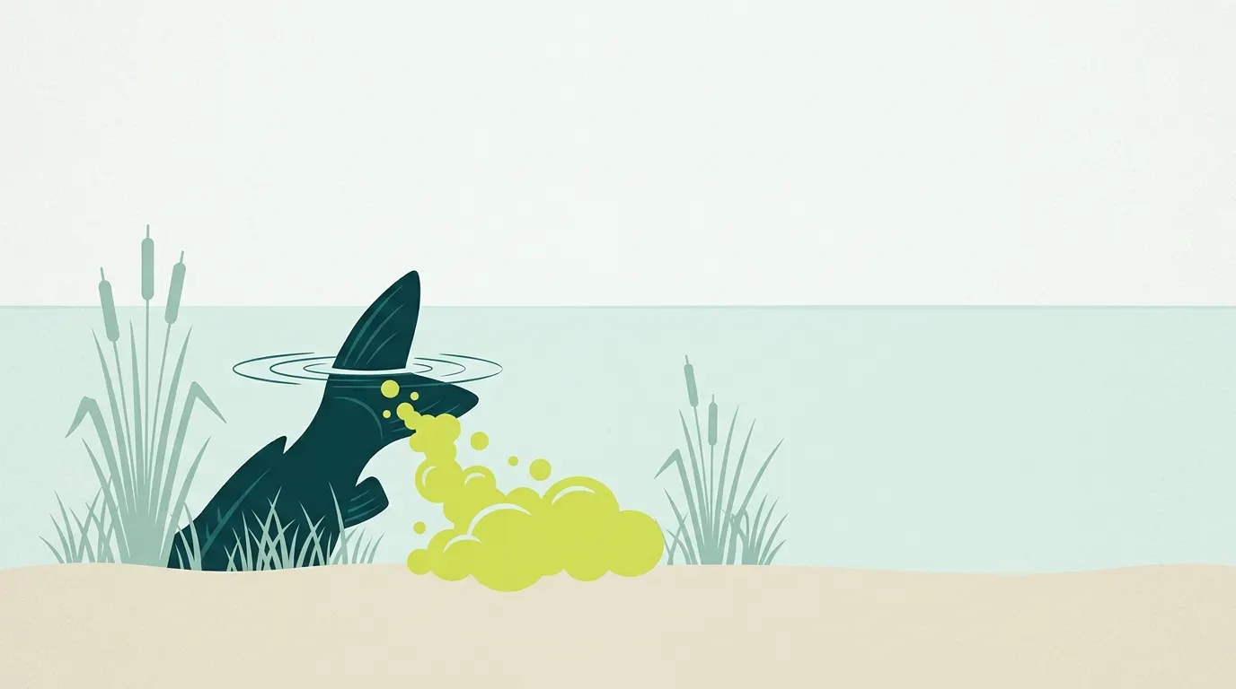 Carp tailing on a shallow pond flat