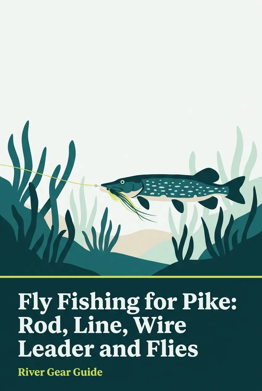 Pinterest pin: fly fishing for pike with a wire leader