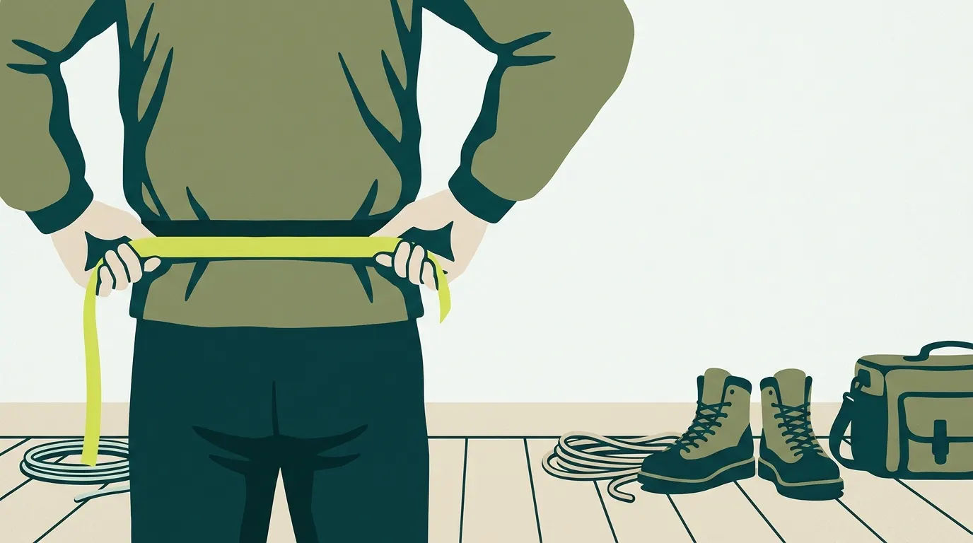 Hands measuring waist with a plain tape