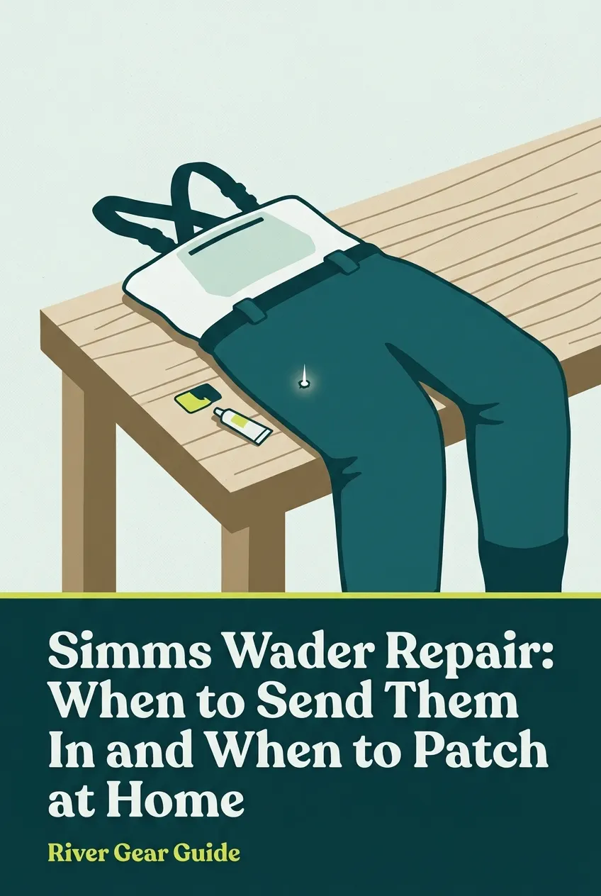 Pinterest pin: wader repair at home or by mail