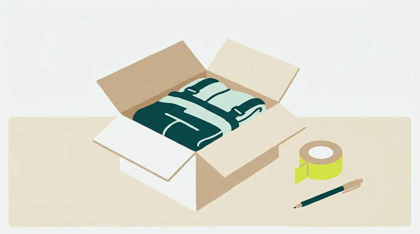 Waders folded into a shipping box for a claim