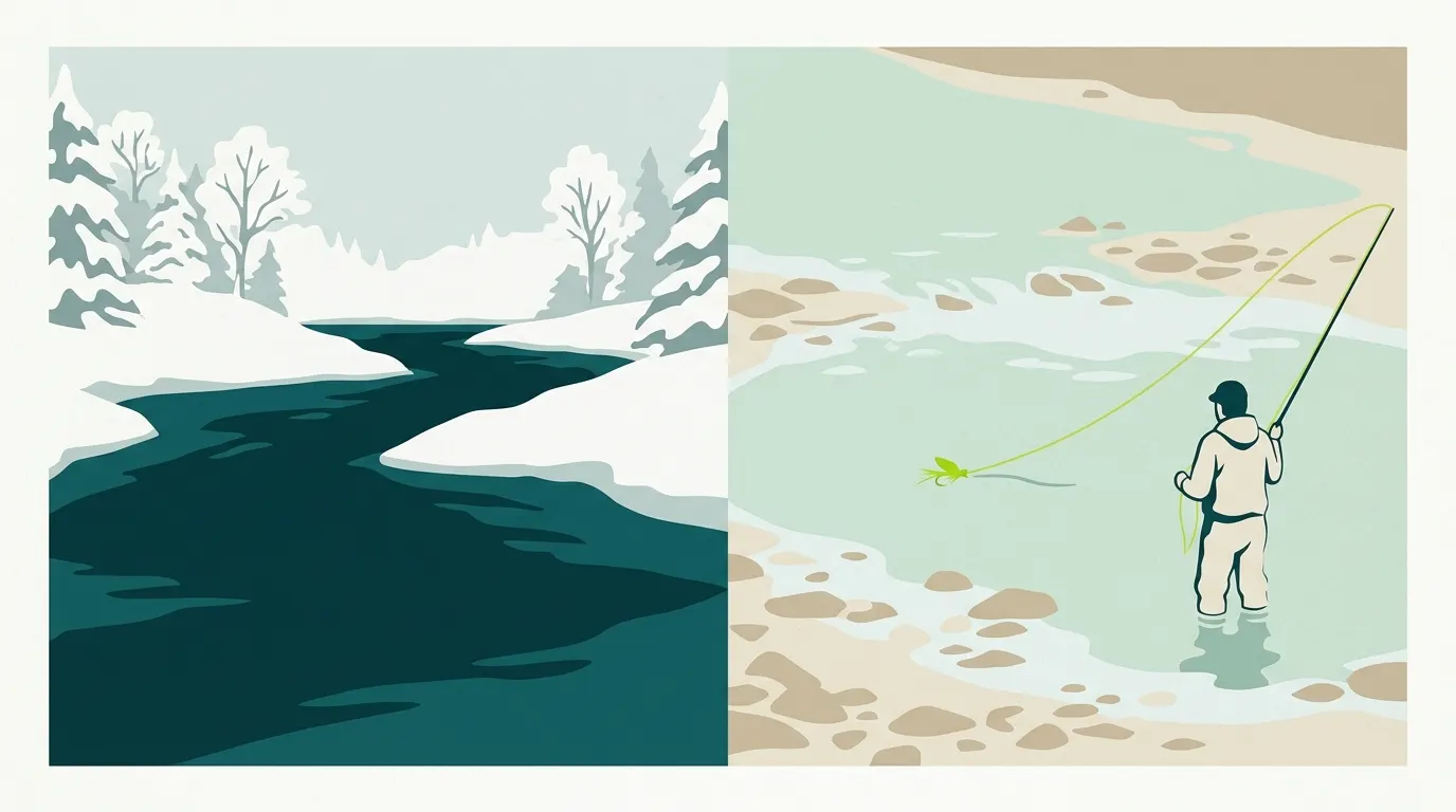 Winter and summer rivers compared side by side