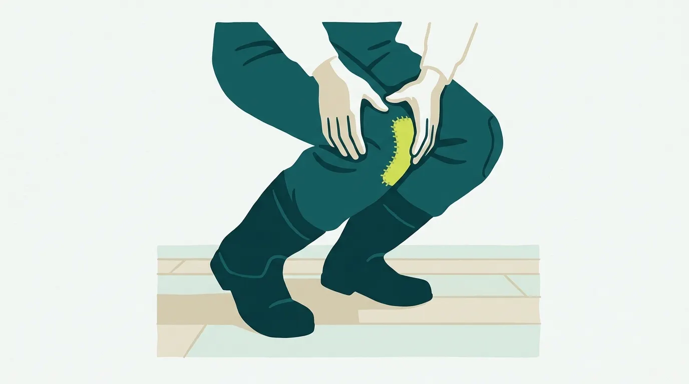 Crouching in waders to check knee and crotch room