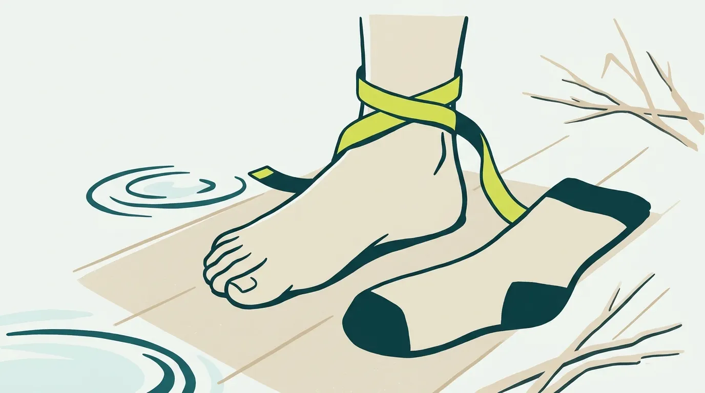 Foot being measured with a plain tape beside a wading sock